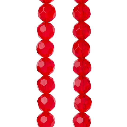 12 Pack: Ruby Faceted Glass Round Beads, 14mm by Bead Landing™